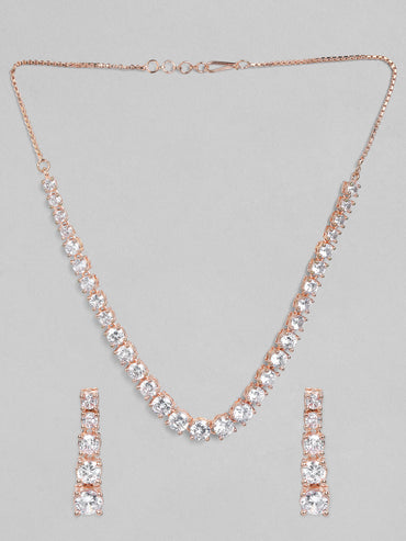 Rose Gold Plated Handcrafted Zircon Stone Necklace Set