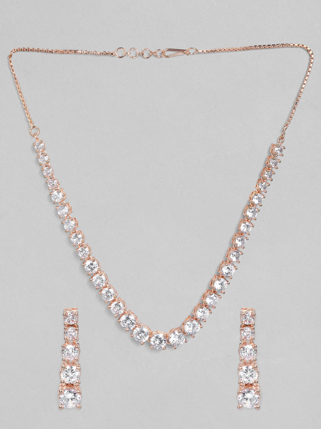 Rose Gold Plated Handcrafted Zircon Stone Necklace Set