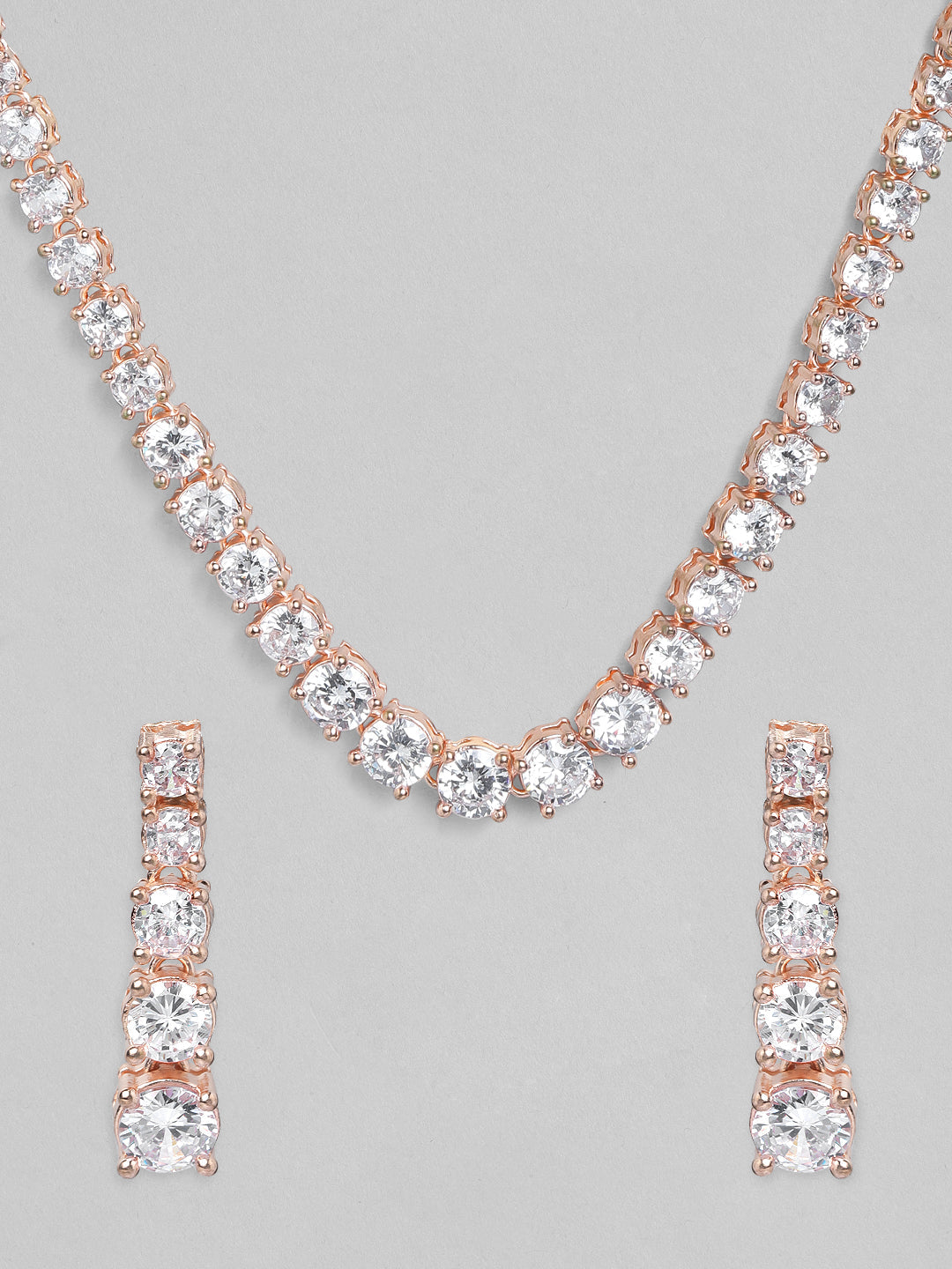 Rose Gold Plated Handcrafted Zircon Stone Necklace Set