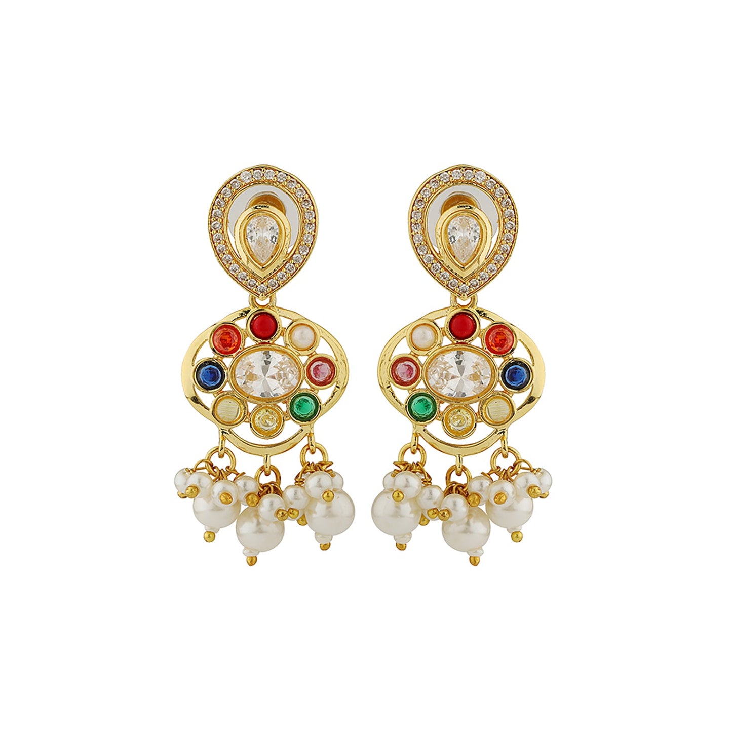 Navratan Fluid Elegance Short Necklace Set